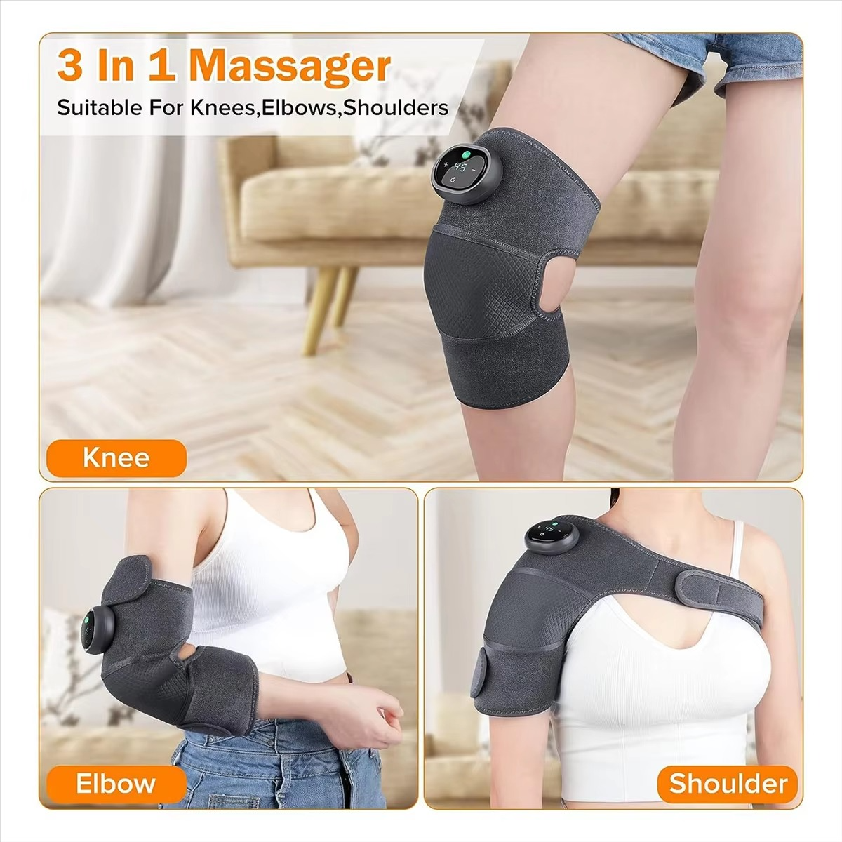 BowLift | Heating Knee Massager 3 in 1 Portable Vibration and Heat Therapy Device for Knee Shoulder and Elbow Pain Relief