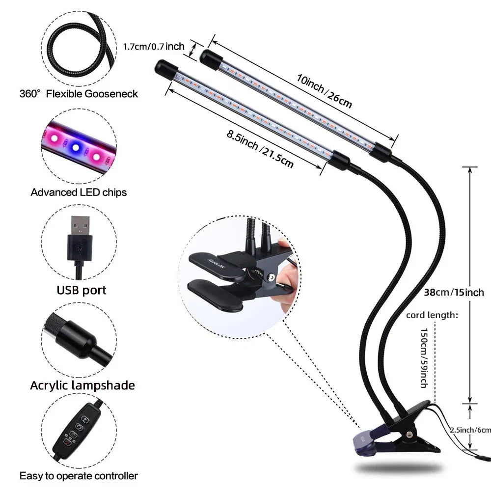 BowLift | LumiPlant LED Plant Light | USB Grow Light | 1–4 Heads | Dimmable with Timer