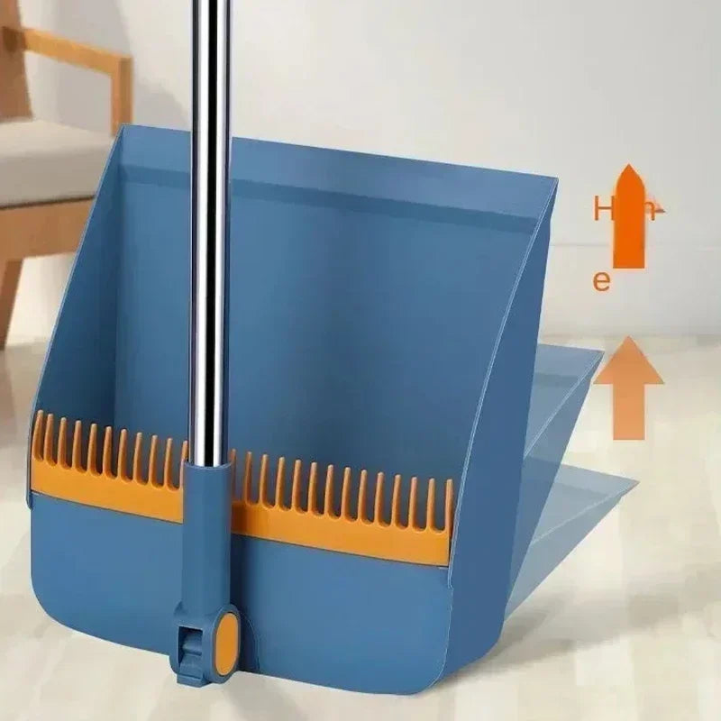 BowLift | Compacte Veegbezem- en Veegschopset met Haarverwijdering en Opvouwbare Schop