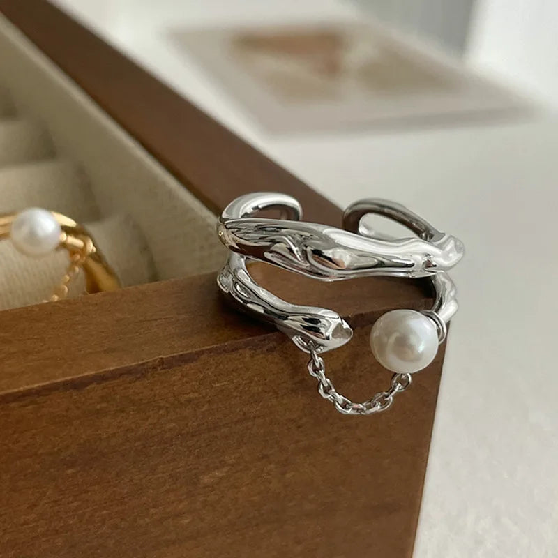 BowLift | S925 Layered Antique Inspired Pearl Ring