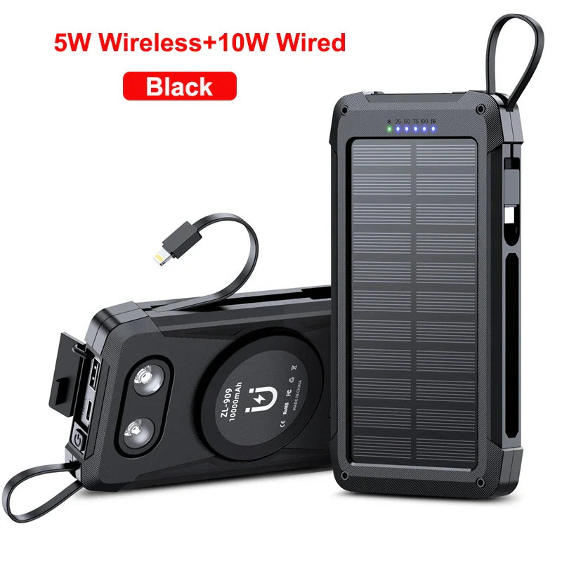 BowLift | Voltaris MagCharge Solar Powerbank 10000mAh | Magnetic Wireless Charging | 22.5W Fast Charging Function | With Cable & Flashlight | For iPhone, Samsung & Co.