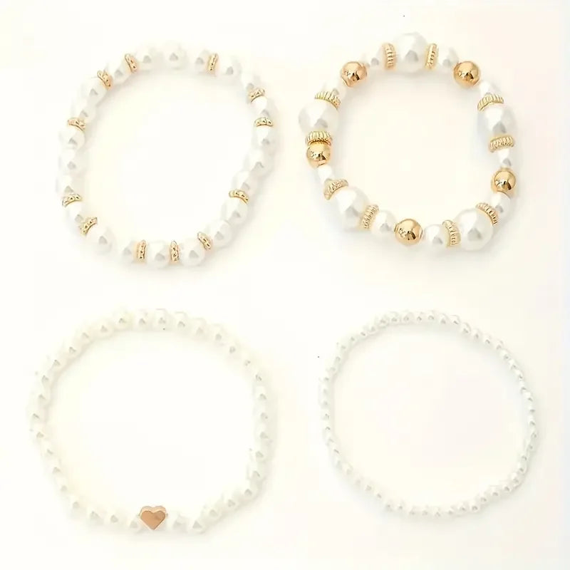 BowLift | Bold Gold Accented Pearl Bracelet Stack