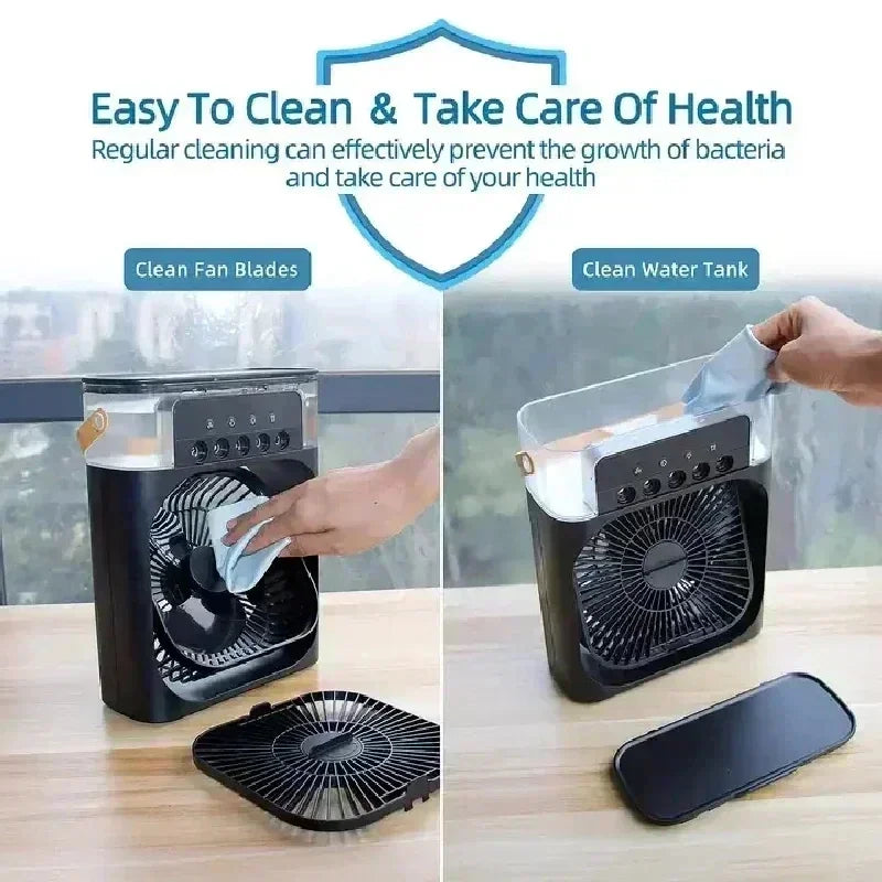 3-in-1 Mini Air Cooler Fan – Portable Household Air Conditioner with LED Night Light, Humidifier, and Adjustable Air for Home & Office | Bowlift