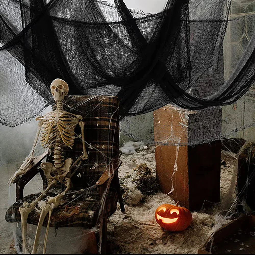 BowLift | Hanging decoration made of black gauze for Halloween — perfect for walls, fireplace, and doors