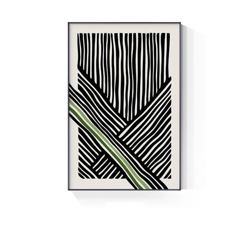 Abstract Green Geometric Line Art Wall Art Fine Art Canvas Prints Pictures For Modern Apartment Living Room Home Office Art Decor | Bowlift