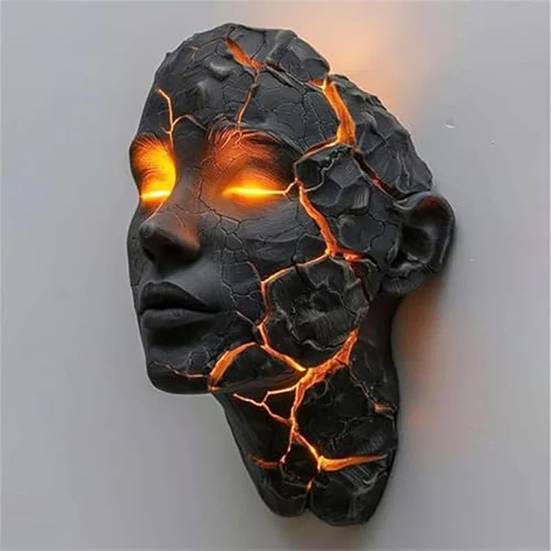 Volcanic Face Lava Crack Wall Art Lamp | Bowlift