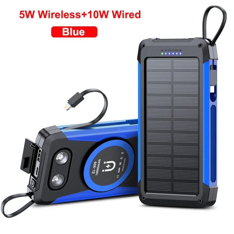 BowLift | Voltaris MagCharge Solar Powerbank 10000mAh | Magnetic Wireless Charging | 22.5W Fast Charging Function | With Cable & Flashlight | For iPhone, Samsung & Co.