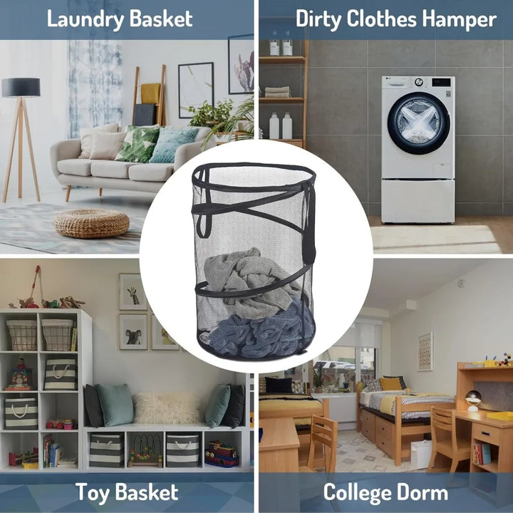BowLift | SPIRAFOLD Laundry Basket | Foldable & Breathable | Mesh Design with Carry Handles | For Home, Bathroom & Student Apartment