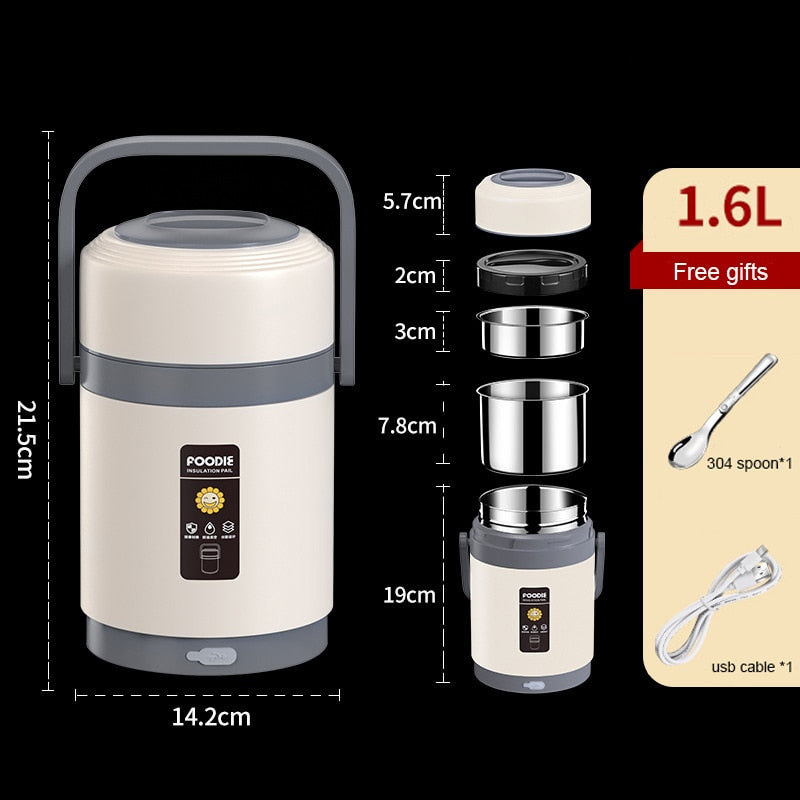 BowLift | USB Heated Lunch Box | 304 Stainless Steel, Portable Food Warmer