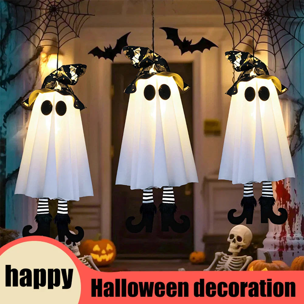 BowLift | Glow Ghost SpookyShine | LED Hanging Ghosts | Halloween Decoration | Indoor & Outdoor | 1/2/3 Pieces