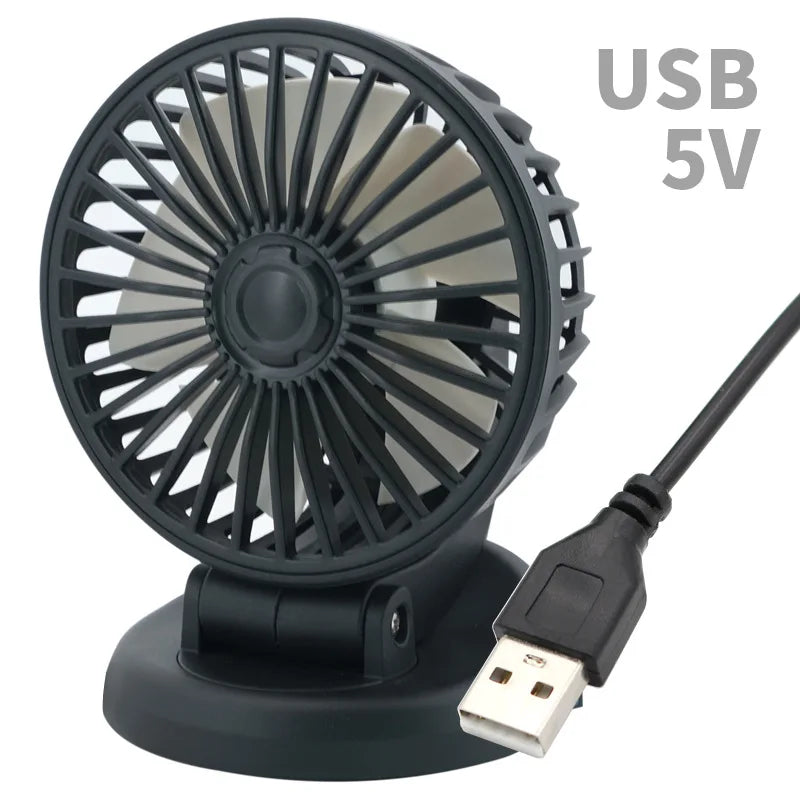 360° Adjustable Car Fan - 3-Head Automotive Electric Fan - USB/12V/24V - 2 Speeds - Silent Cooling for Home, Desk, Office & Car | Bowlift