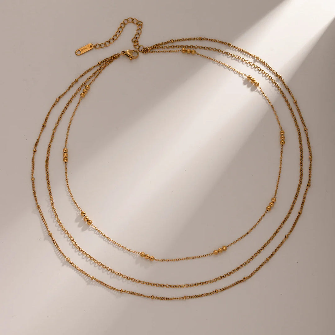 BowLift | 18k Dainty Triple Satellite Necklace Stack
