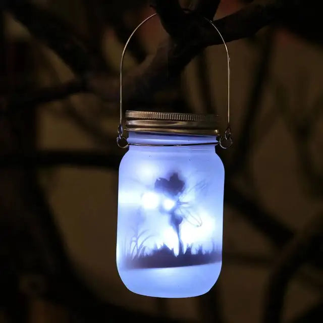 BowLift | Glass Fairy Lamp - Solar Mason Jar Lantern, IP65 Waterproof Outdoor Hanging Light