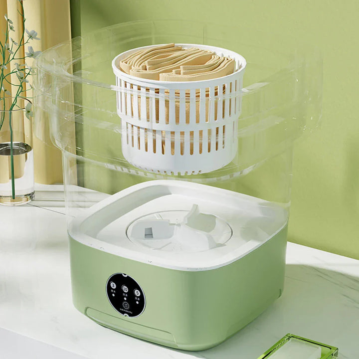 Compact Folding Ultrasonic Travel Laundry Washing Machine | Bowlift