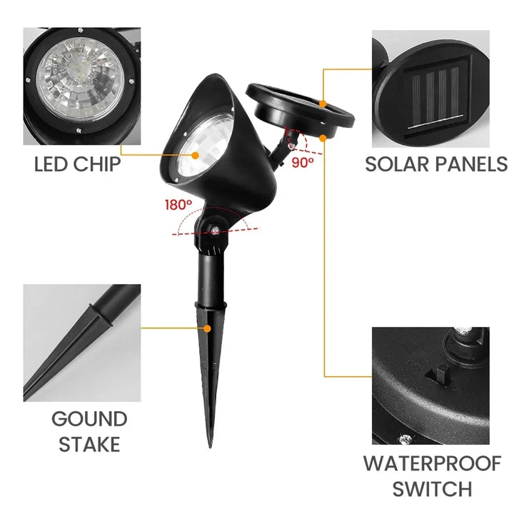 BowLift | Solar-spotlight LumiFokus | LED garden spotlight | IP65 waterproof | For trees, paths & landscape lighting