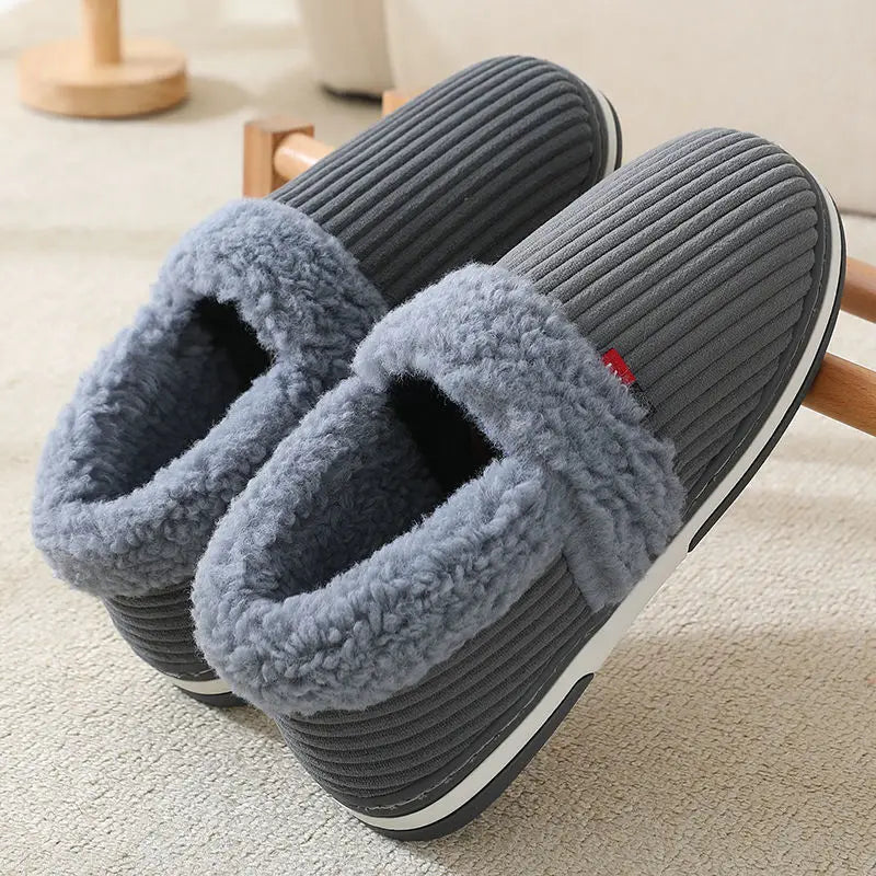 BowLift | Nordhavn | Winter Cuddly House Slippers for Couples | Fluffy Cotton Slippers with Heel Padding | Non-slip, Warm & Soft – Women & Men House Slippers
