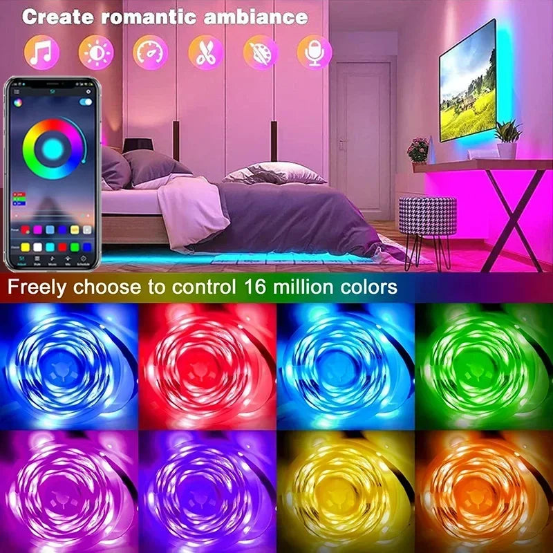 BowLift | RGB 5050 LED Strip Light with Remote Control & App Control - USB-powered