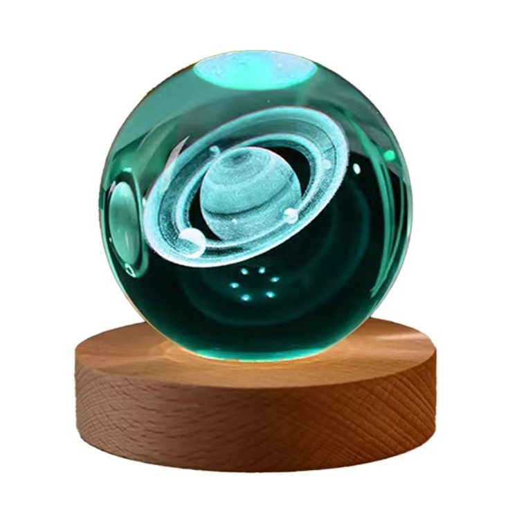 BowLift | 2.36 in RGB Crystal Ball Night Light with Milky Way and Moon - Cosmos-Inspired Bedside Decoration