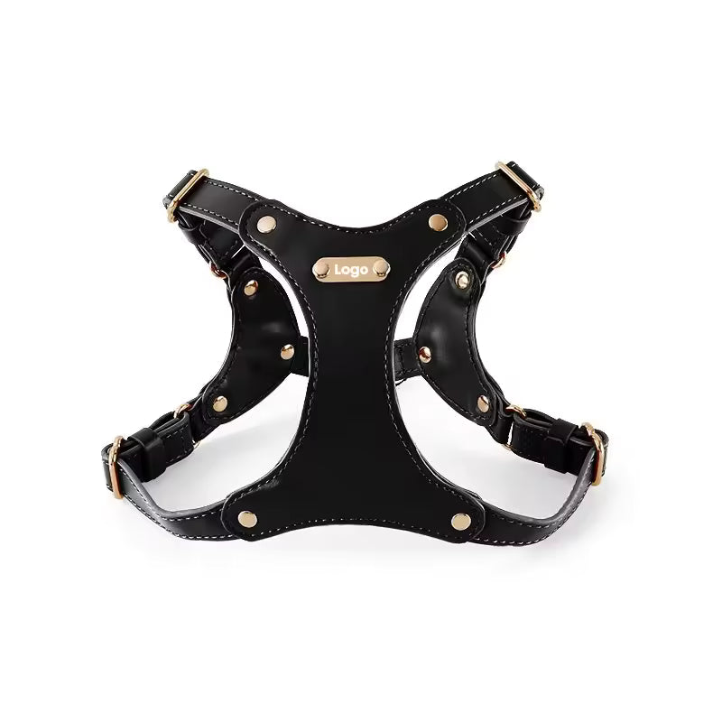 Adjustable Leather Dog Harness with Custom Engraving Bowlift