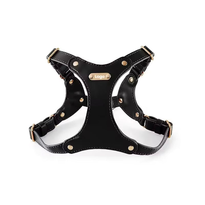 Adjustable Leather Dog Harness with Custom Engraving Bowlift