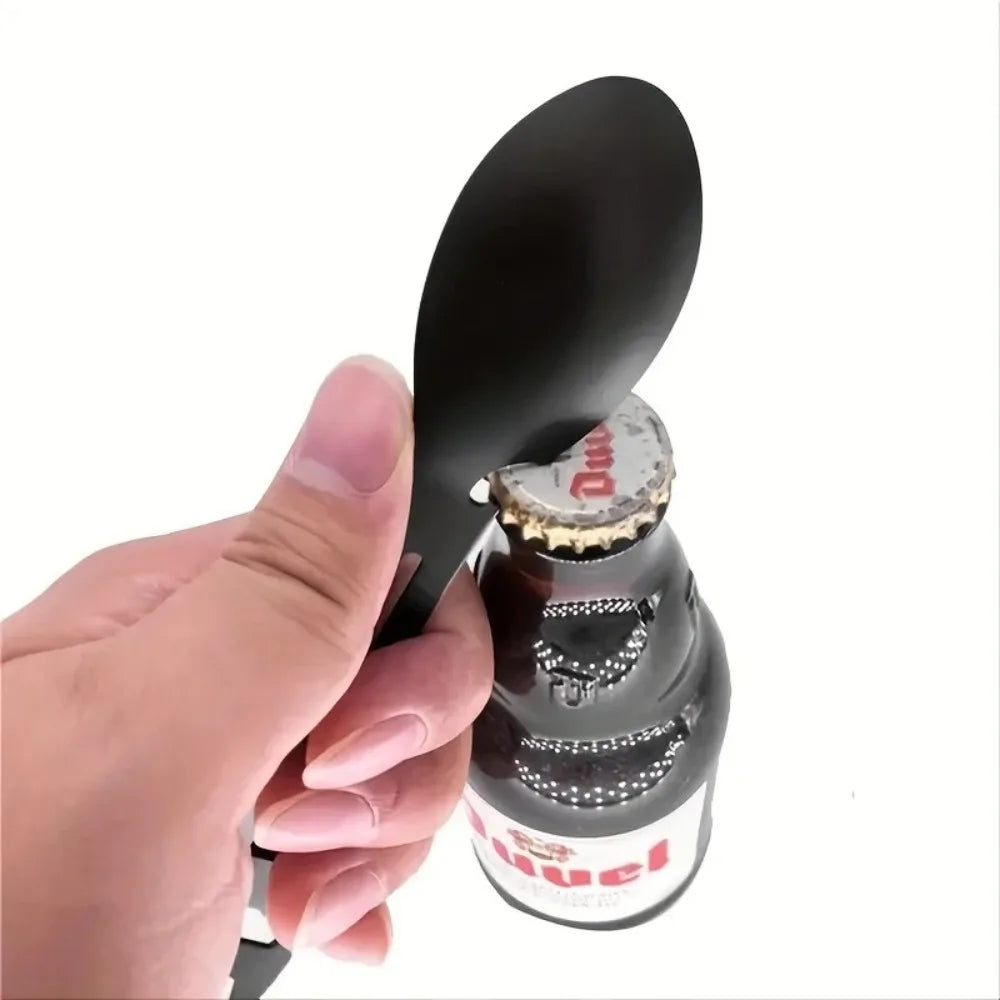 BowLift | SurviFork Gear | Outdoor Cutlery & Multitool | Stainless Steel Black | Compact & Robust