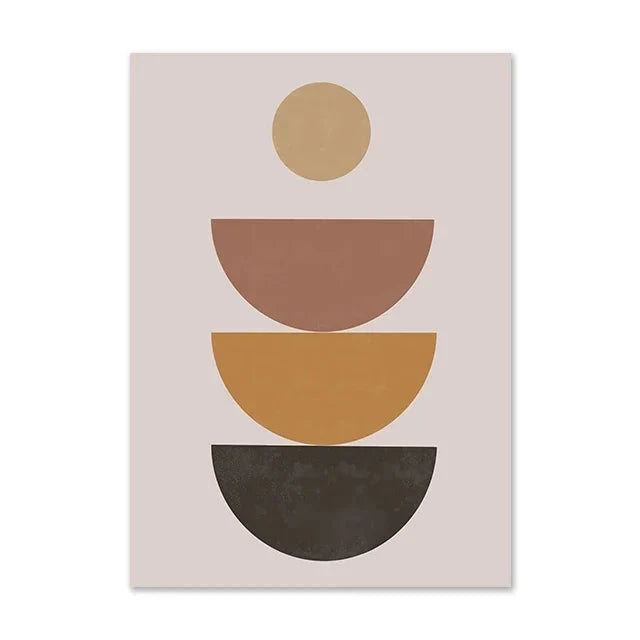 Terracotta Moon Abstract Bohemian Botanical Still Life Wall Art Fine Art Canvas Prints Gallery Wall Pictures For Modern Living Room Dining Room Art Decor | Bowlift