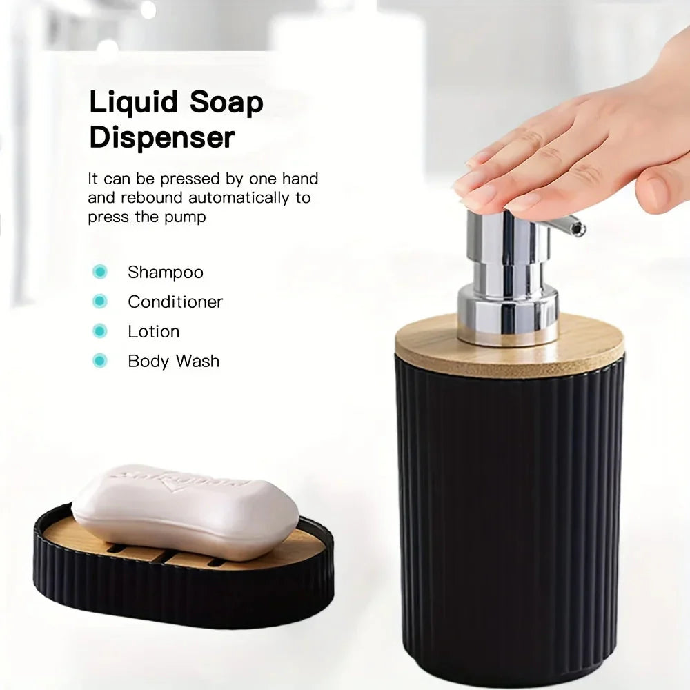 6-piece bathroom set with bamboo accents | Bowlift
