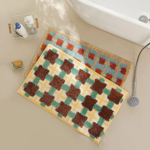 Abstract Grid Tufted Bath Mat | Bowlift