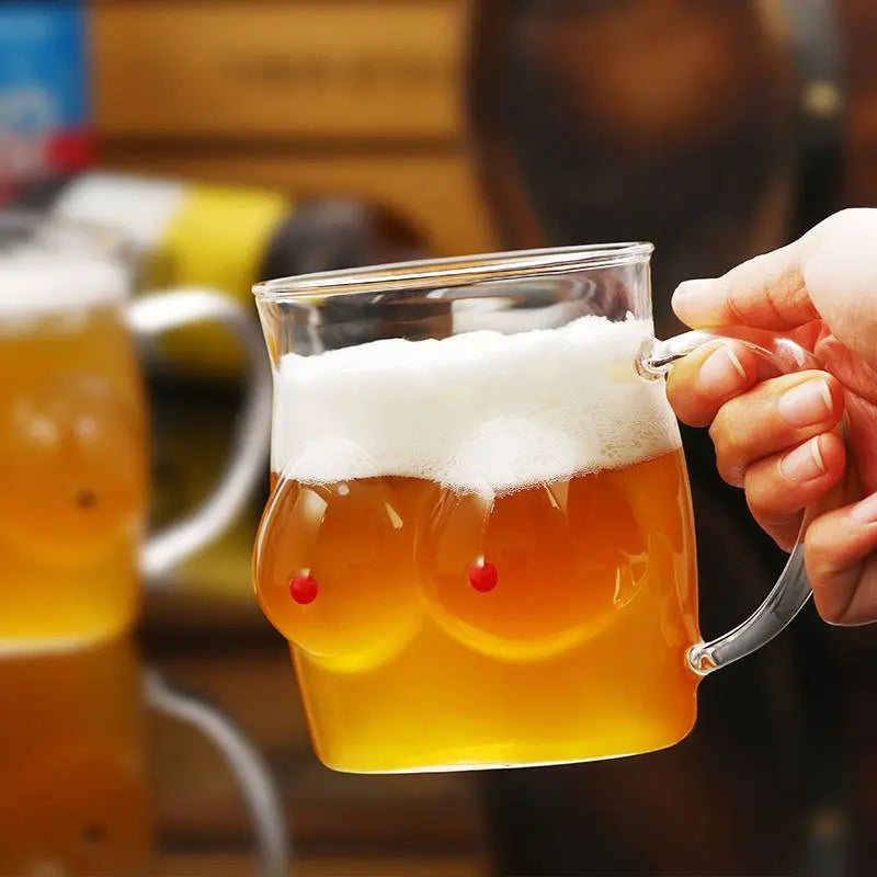 BowLift | Double-Wall Chesty Shape Glass Funny Mug