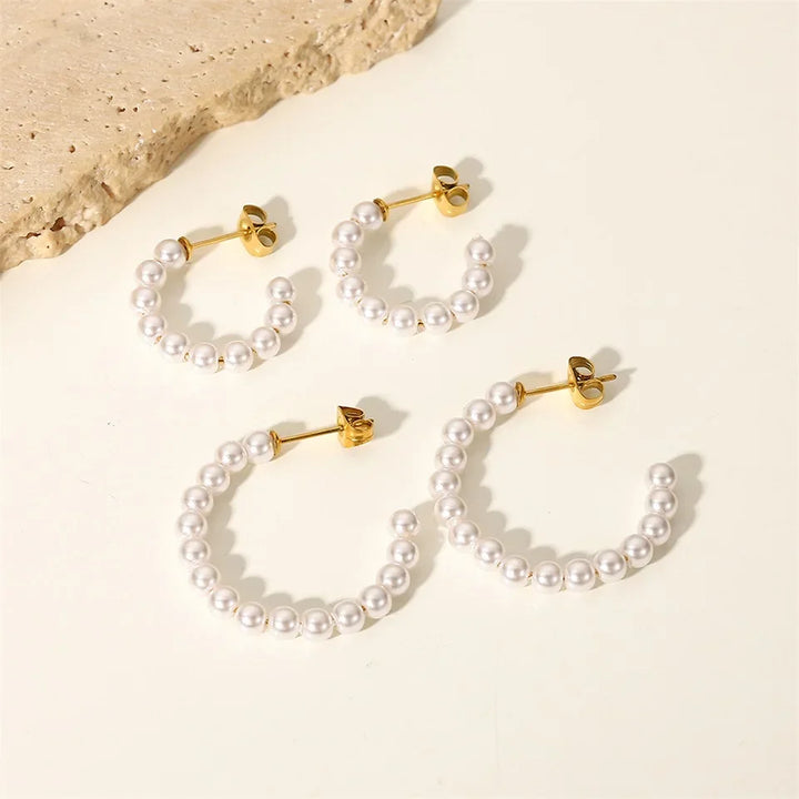 BowLift | Elegant C Hoop Pearl Earrings