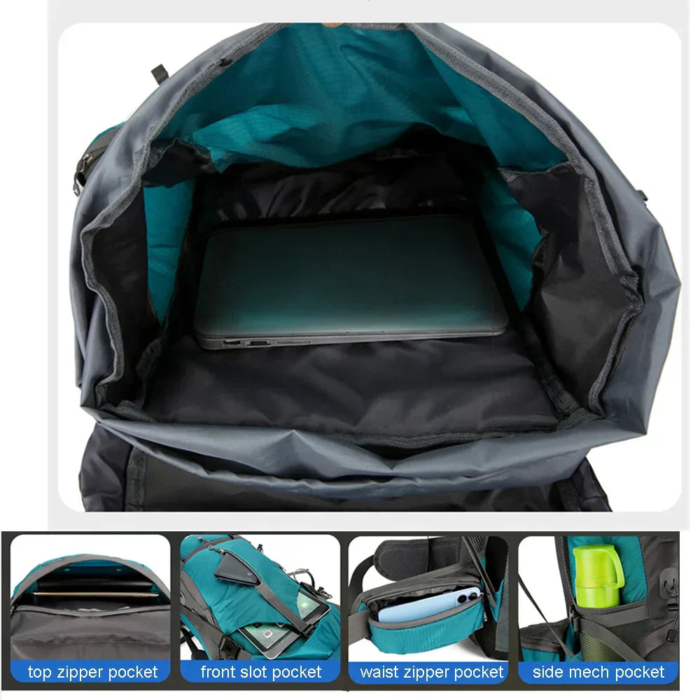 Alpivento 70L Trekking Backpack with Rain Cover | Bowlift