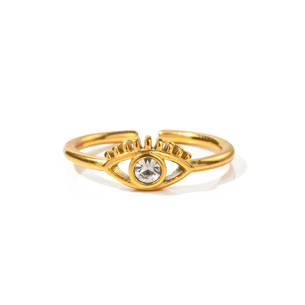 BowLift | Adjustable 18k Diamond Center Evil Eye Ring