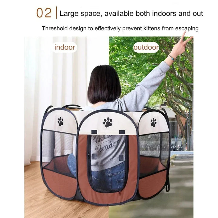 BowLift | Pawvia Foldable Cat Tent | Portable Outdoor Enclosure for Cats & Small Dogs | Breathable & Washable | 72×72×45 cm