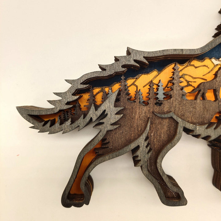 Nightglow Wooden Craft Wolf Decor | Bowlift