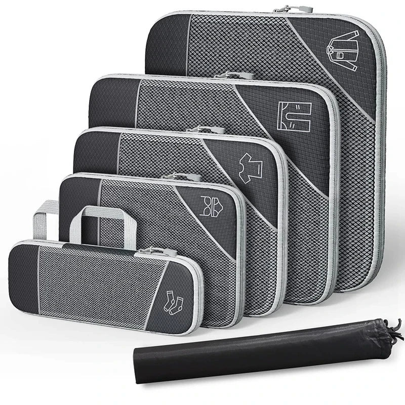 BowLift | PackEase Travel Organizer Set | 6-piece | Compressible Suitcase Bags | Waterproof & Space Saving