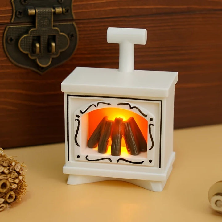 BowLift | Minoria Dollhouse Fireplace Miniature | With Light Effect | 1:12 Scale | Christmas & Home Decor | 7 × 4.9 cm