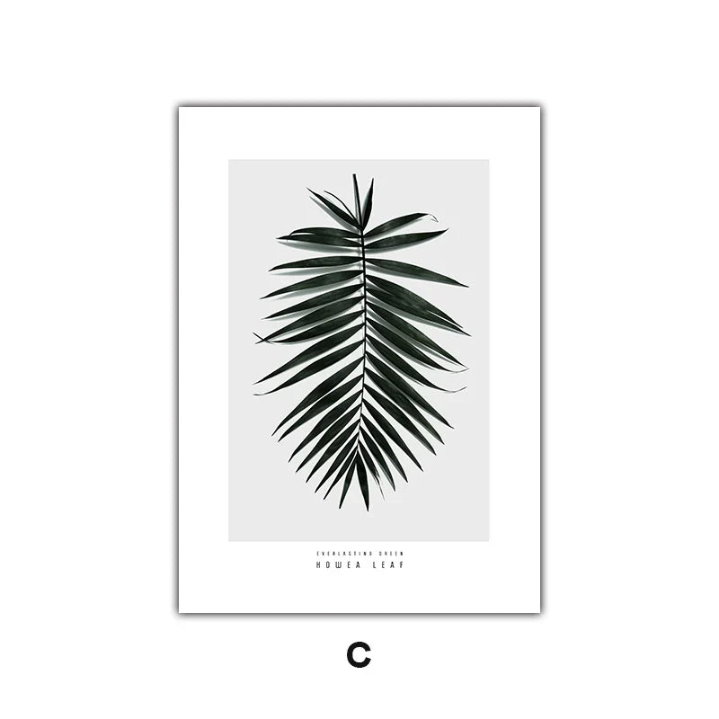 Minimalist Green Leaves Modern Botanical Specimen Wall art Fine Art Canvas Prints Gallery Wall Pictures For Living Room Dining Room Art Decor | Bowlift