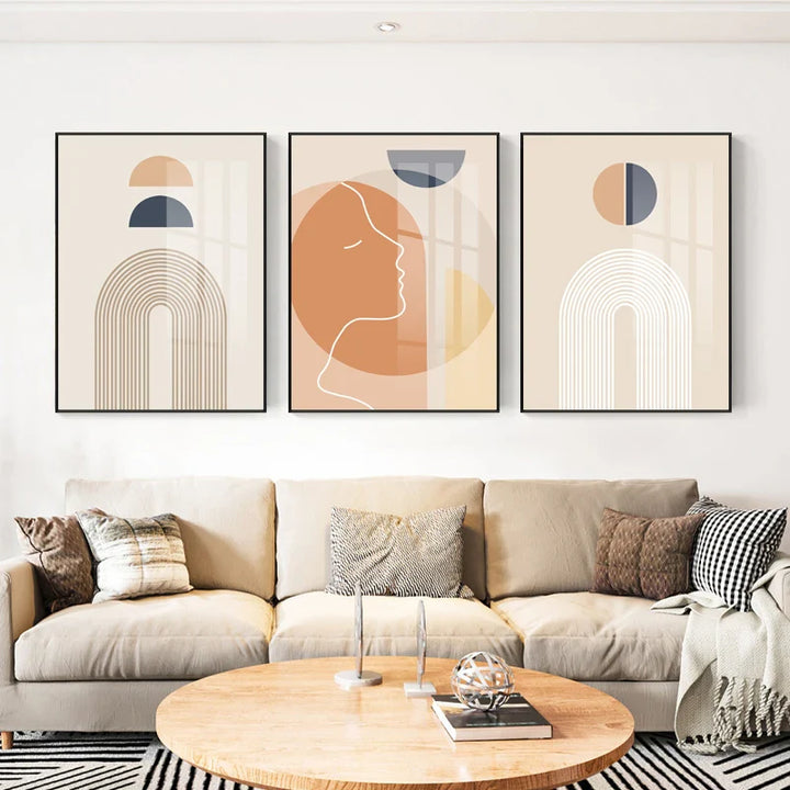Minimalist Abstract Solar Geometry Wall Art Fine Art Canvas Prints Pictures For Living Room Bedroom, Home Office Art Decor | Bowlift
