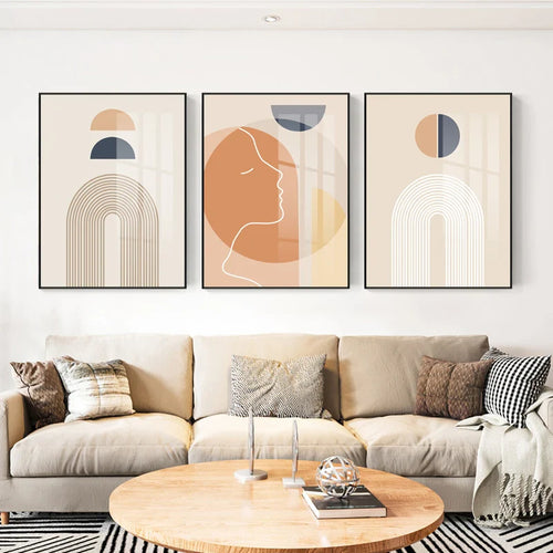 Minimalist Abstract Solar Geometry Wall Art Fine Art Canvas Prints Pictures For Living Room Bedroom, Home Office Art Decor | Bowlift
