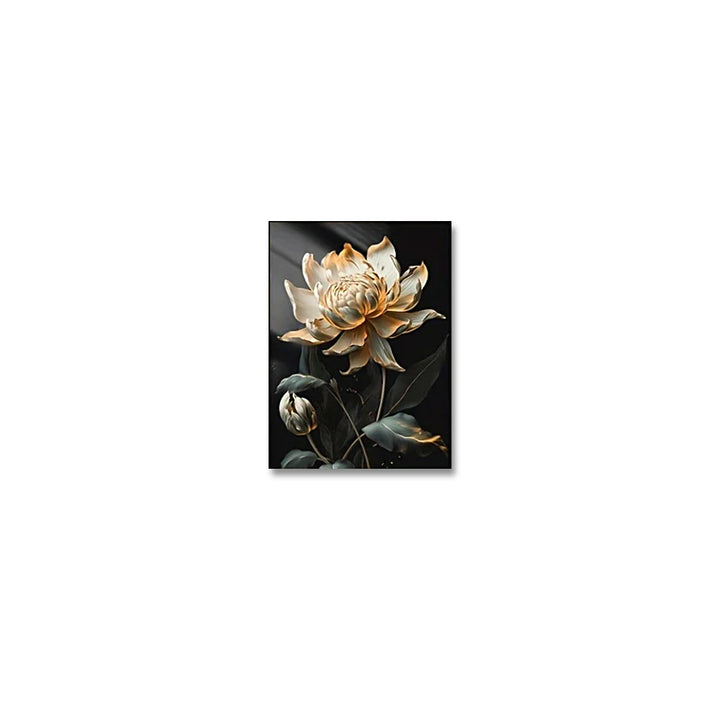 Black Golden Floral Wall Art Fine Art Canvas Prints Modern Botanical Pictures For Living Room Bedroom Light Luxury Home Decor | Bowlift