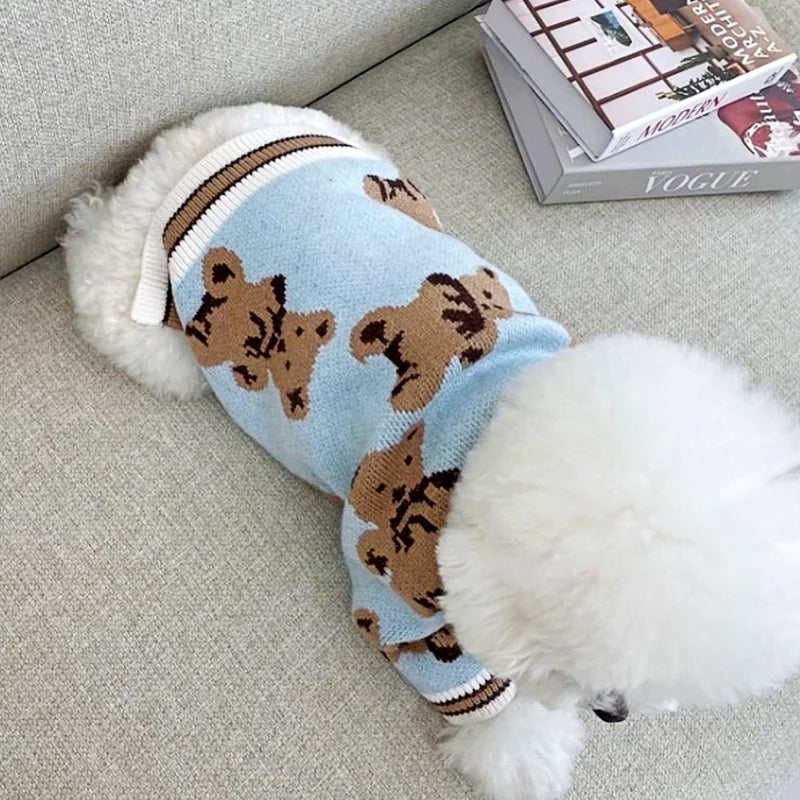 Dog cardigan made of knit warm and striped Bowlift