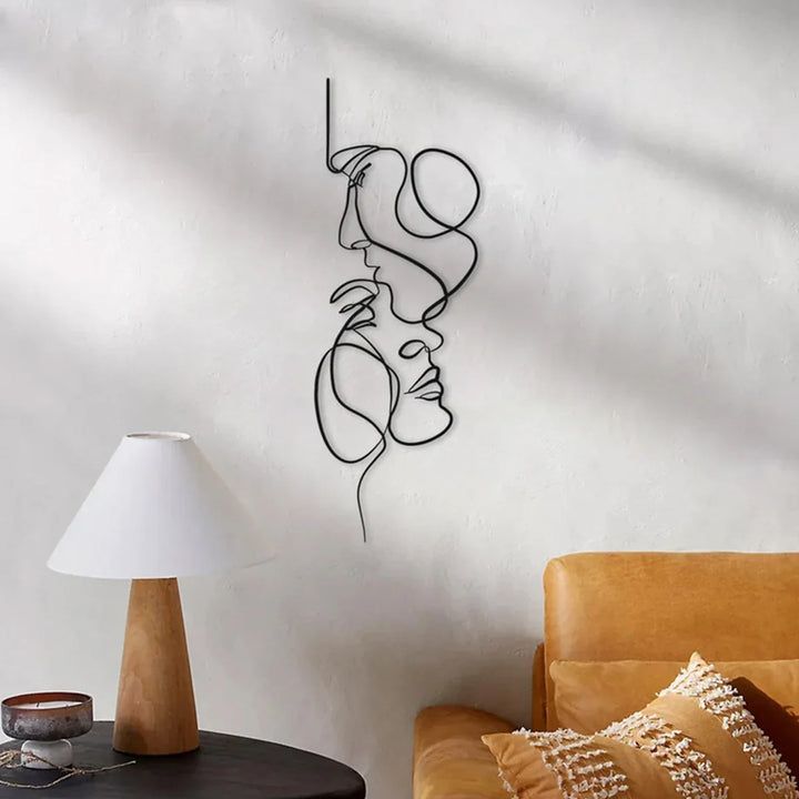 Minimalist Entwined Lovers Metal Line Art Sculpture Wall Decor Abstract Nordic Hanging Decoration For Living Room Bedroom Wall | Bowlift