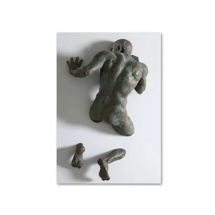 Modern Urban Abstract Iron Statue Wall Art Fine Art Canvas Prints 3d Visualization Figure Art Pictures For Minimalist Apartment Wall Decor | Bowlift