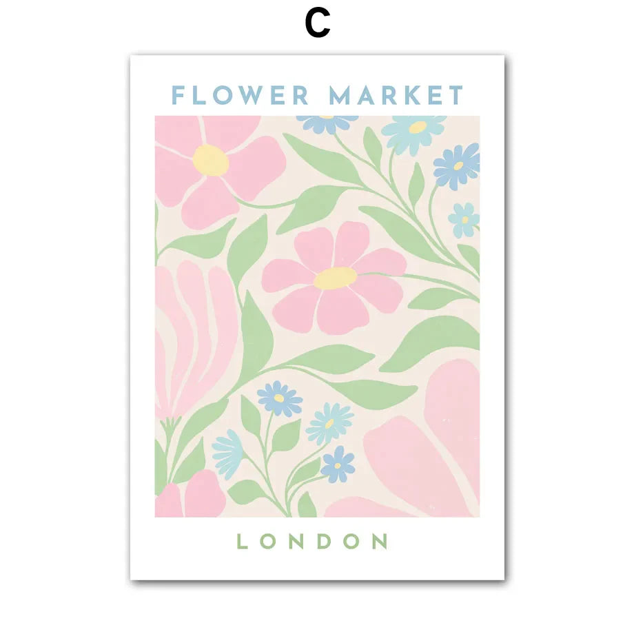 Pink Lavender Daisy Flower Market Posters Wall Art Fine Art Canvas Prints Pastel Floral Pictures For Living Room Bedroom Art Decor | Bowlift