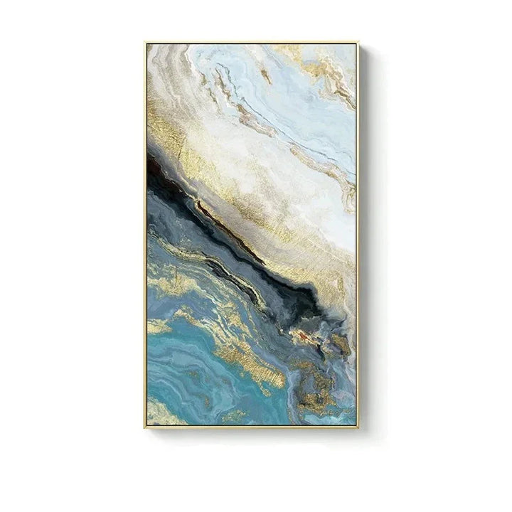 Blue Golden Liquid Marble Essence Wall Art Fine Art Canvas Prints Pictures For Modern Apartment Luxury Living Room Art Decor | Bowlift