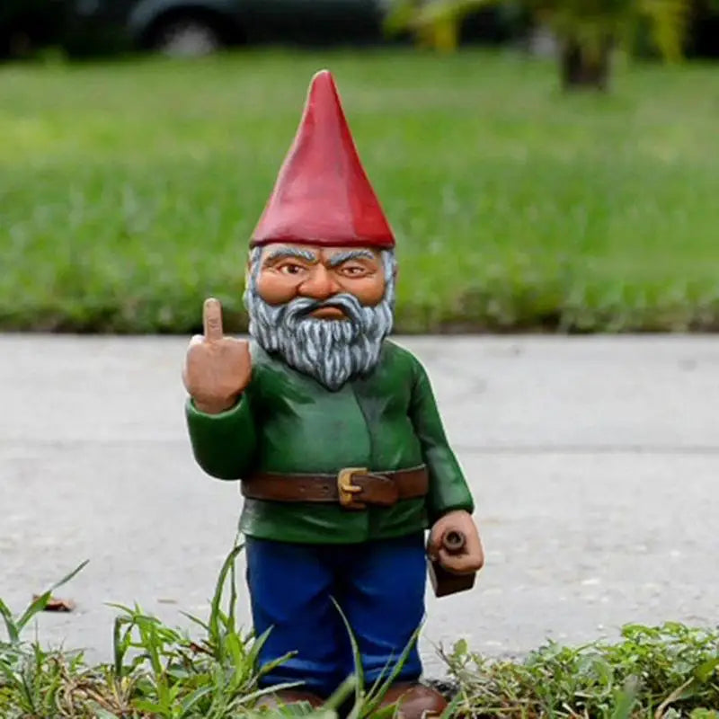 BowLift | Funny Drunk Gnome Figurine with Middle Finger for Garden and Grass Field
