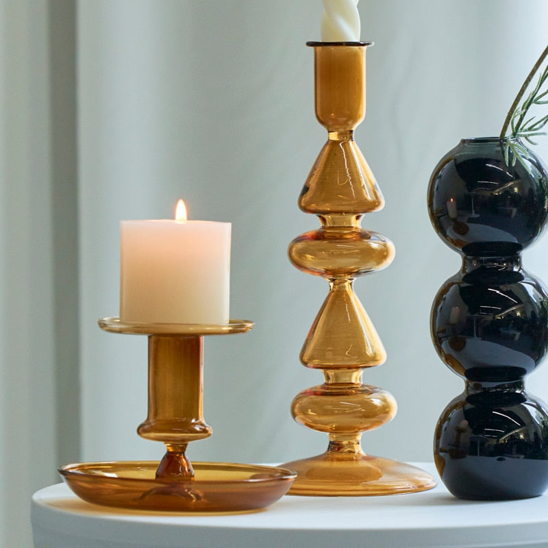 Amber Modern Glass Candle Holder | Bowlift