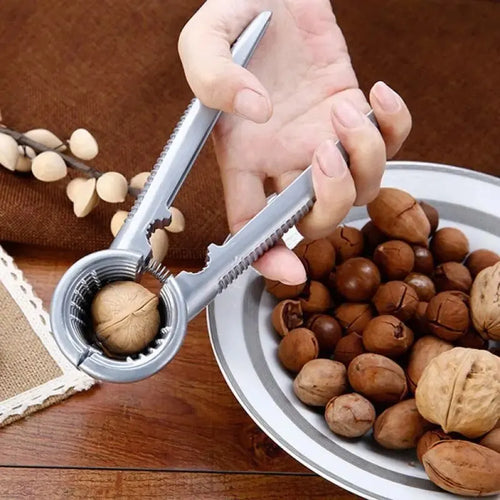 BowLift | Nutoro Nutcracker made of metal | Multifunctional for walnuts, chestnuts, almonds & hazelnuts | Ergonomic handle | Silver