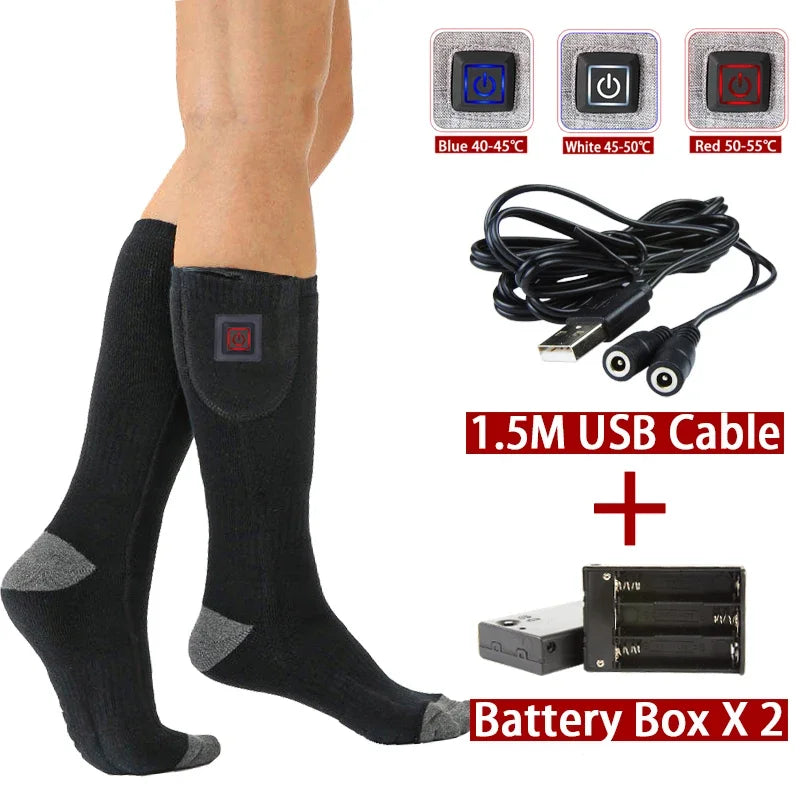 BowLift | Electric Heated Socks | USB Heating Socks for Women & Men | 3 Heat Levels | Ideal for Skiing, Cycling & Outdoor | ThermaStep