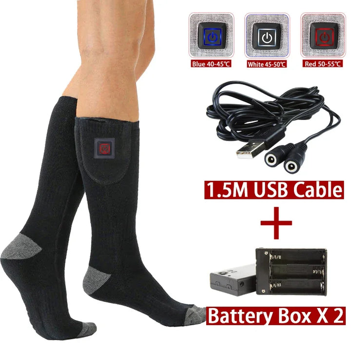 BowLift | Electric Heated Socks | USB Heating Socks for Women & Men | 3 Heat Levels | Ideal for Skiing, Cycling & Outdoor | ThermaStep